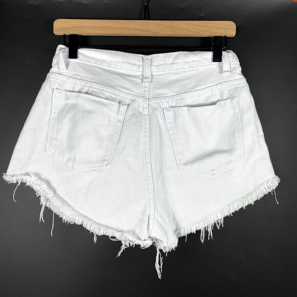 Superdown Lori Denim Short White Distressed Cut-Off Frayed Hem Sz 29 - Picture 10 of 11